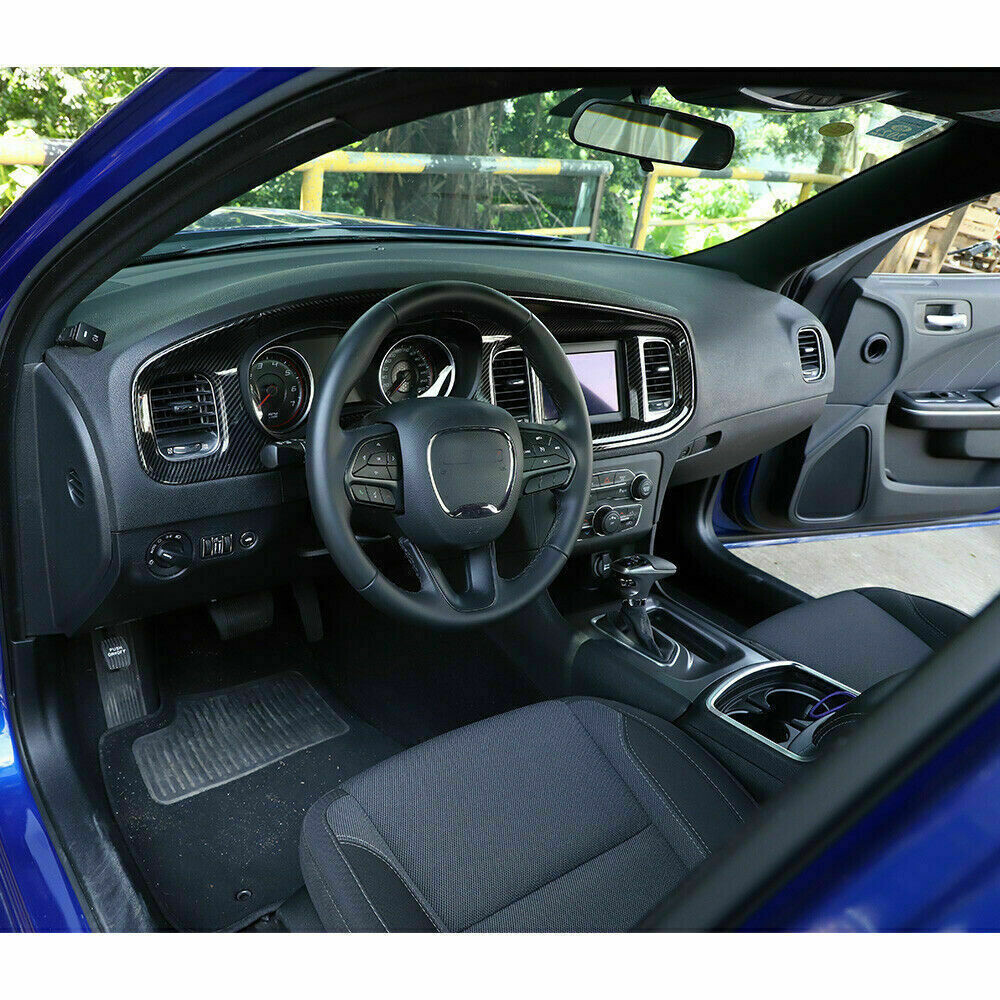 Carbon Fiber Central Console Dashboard Panel Cover Trim for Dodge Charger 2015+