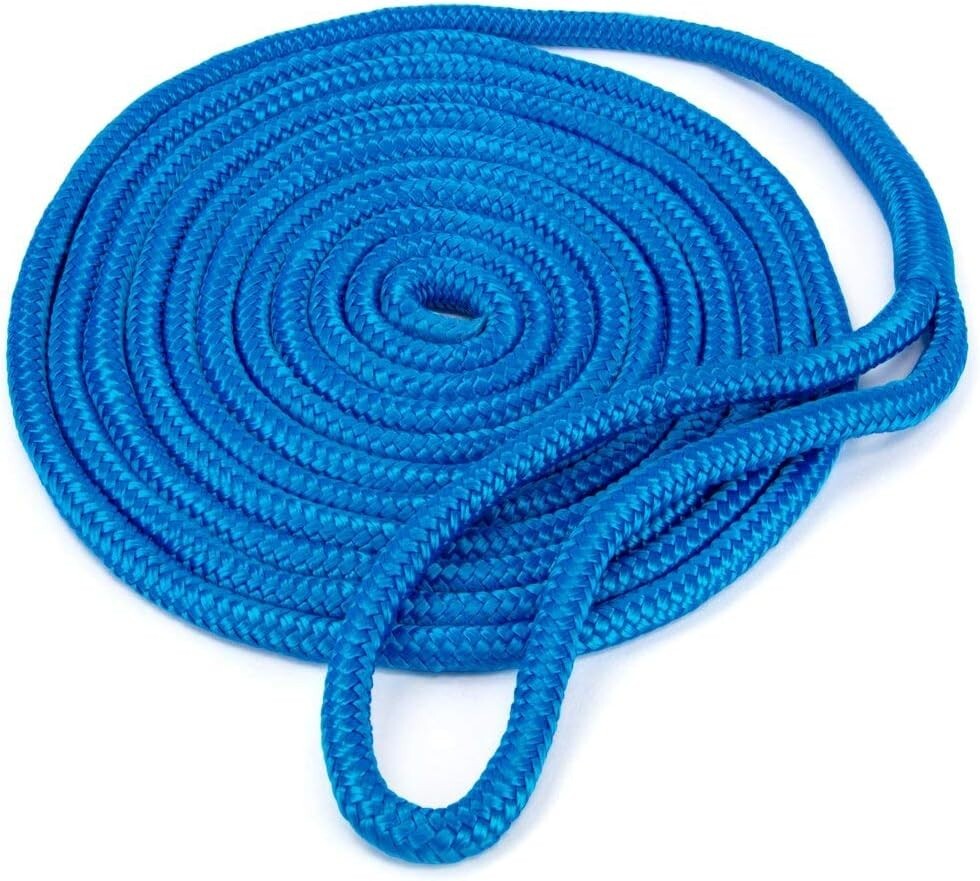 Double Braided Thick Nylon Rope Boat Heavy Duty Dock Marine Line 3/8" x 15' BLUE