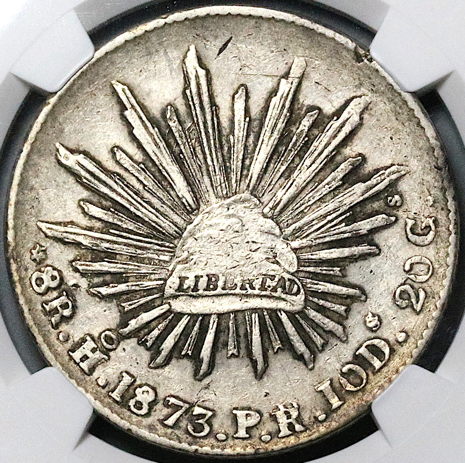 1873-Ho NGC XF Mexico 8 Reales Hermosillo Mint Scarce Silver Coin (24041404C)