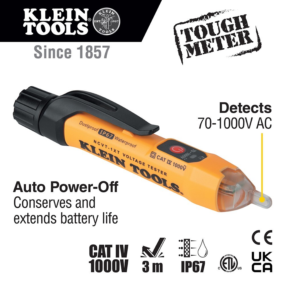 KLEIN NCVT1XT NON CONTACT AC VOLTAGE TESTER 70 TO 1000V