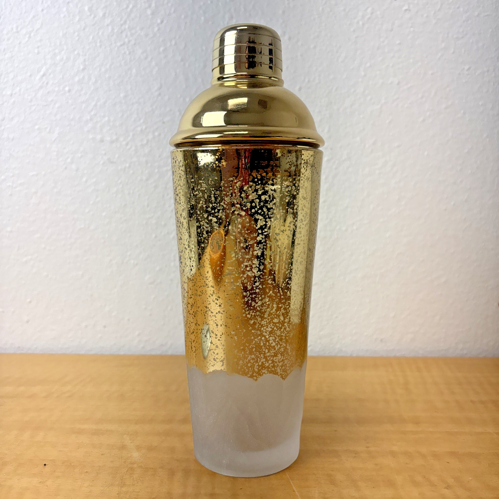 Vintage Inspired Anthropologie Gold Fleck Lustered Glass Cocktail Shaker