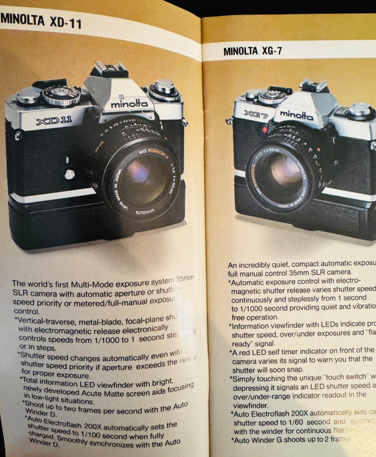 1978 MINOLTA CATALOGS & BROCHURES XG-7, Quick Reference Guide, Price List - EX