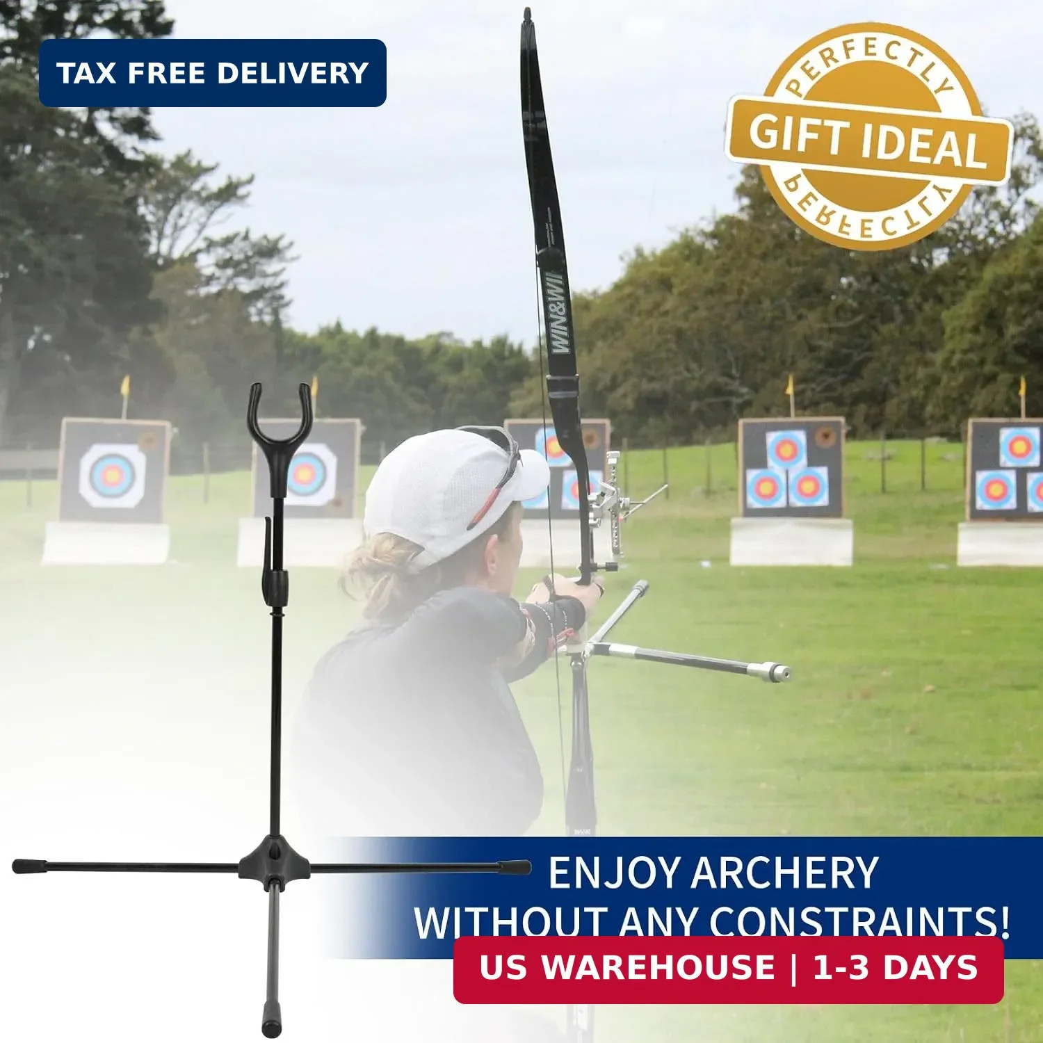 Archery Bow Stand - 18.9" Height Lightweight Bow Stand, Foldable Bow Rack Holder