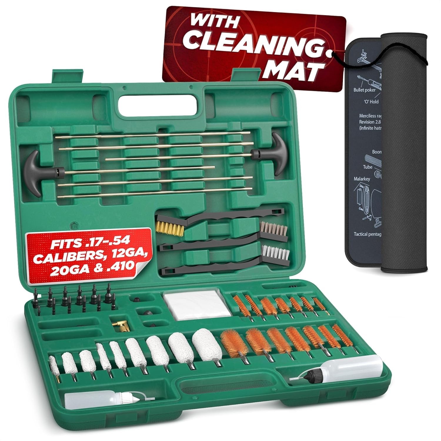 Universal Gun Cleaning Kit for Rifles, Pistols, Shotguns - 55-Piece Set