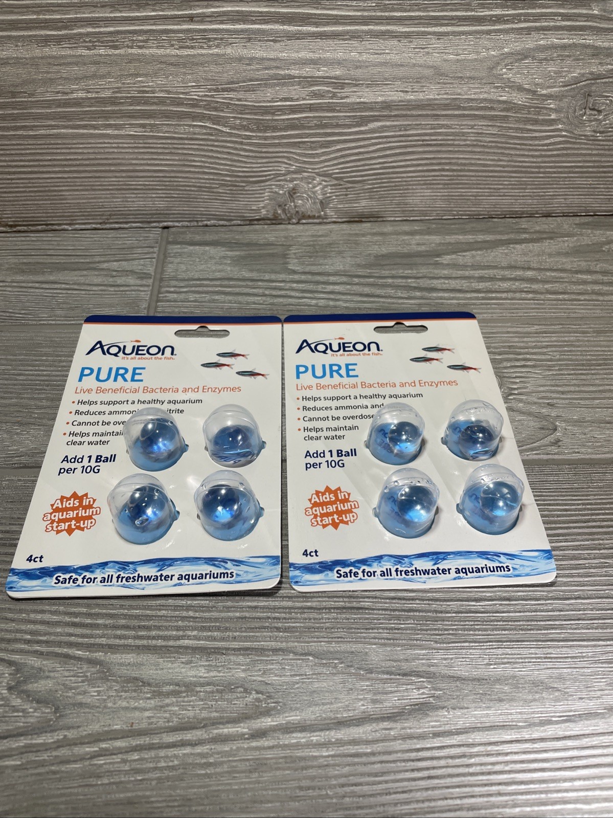 Lot Of 2 Aqueon Pure Aquarium Water Treatment Gel Balls Live Bacteria 4 Ct. Pack
