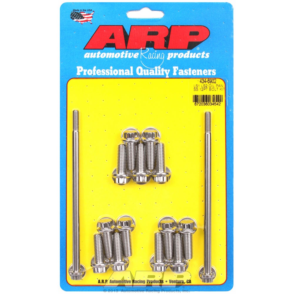 ARP Engine Oil Pan Bolt Set 434-6902; 12pt Polished Stainless for Chevy LS