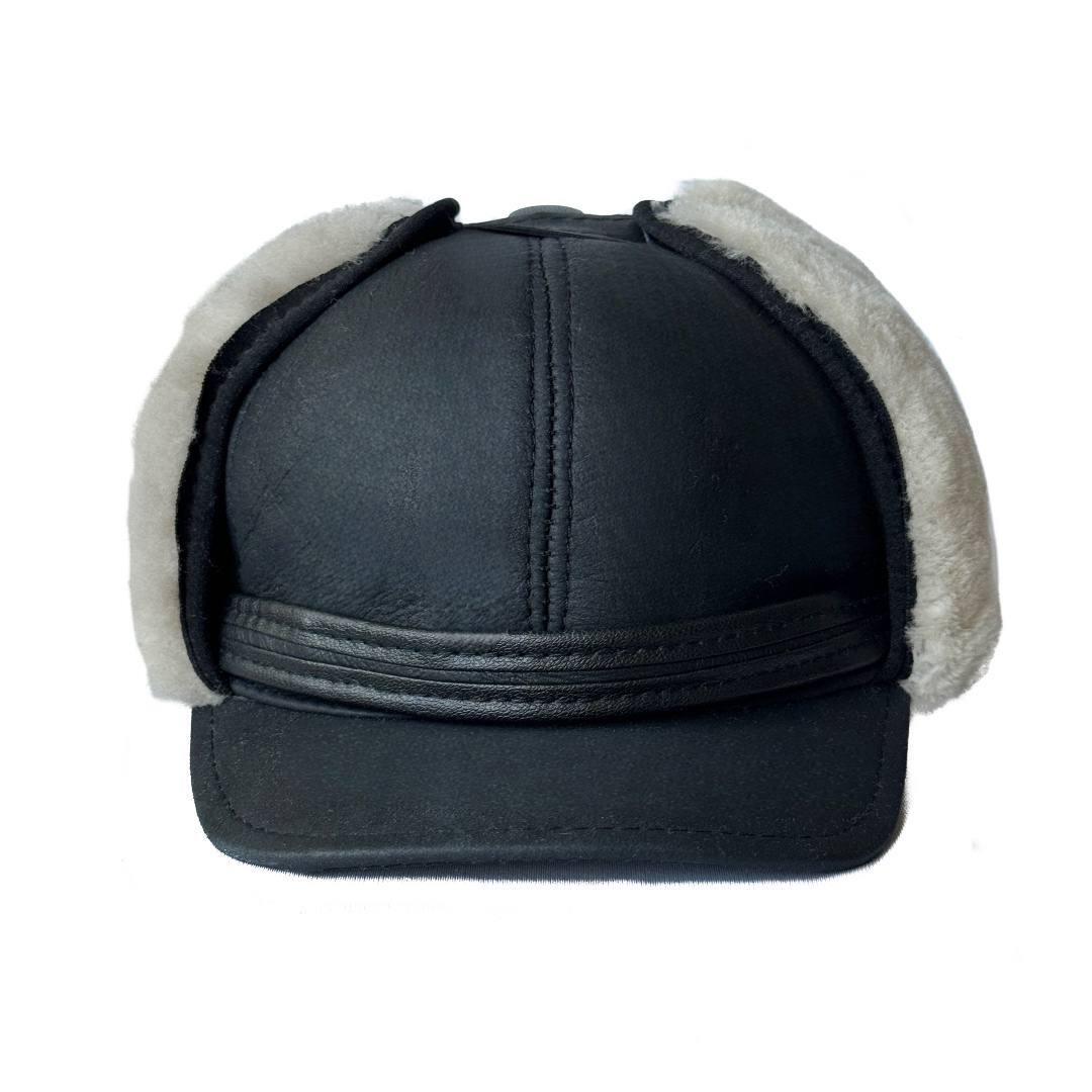 Men's FUR WINTER HAT Sheepskin Shearling LEATHER TRAPPER USHANKA Hat M-XXXL