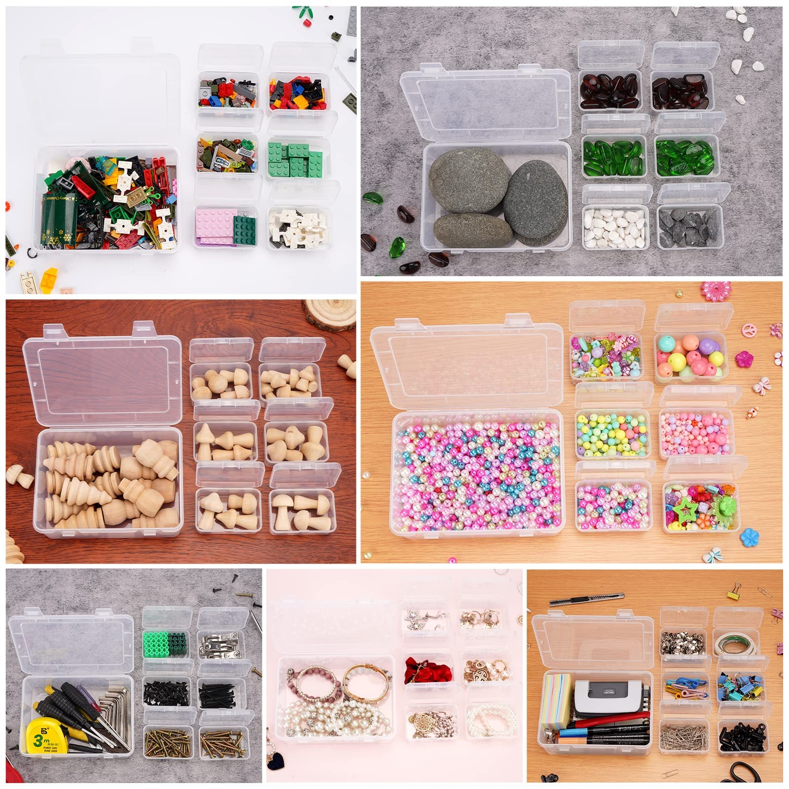 Mathtoxyz Small Bead Organizers and Storage, Clear Rectangle