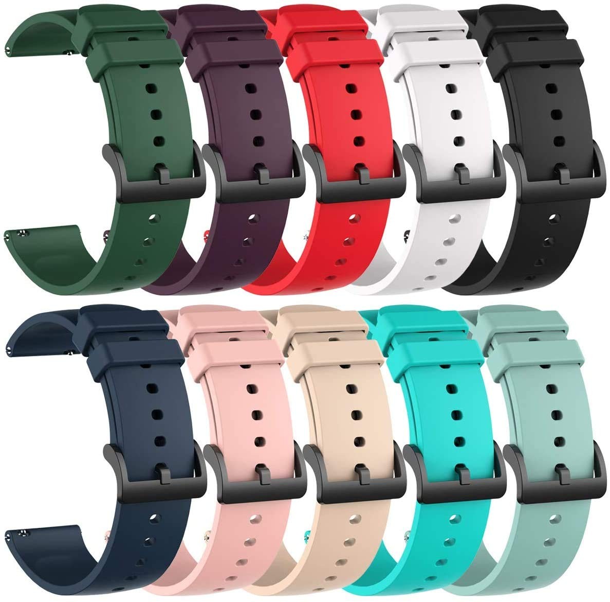 FitTurn [10-Pack] Compatible with 22mm Soft Silicone Glossy Replacement Wrist...