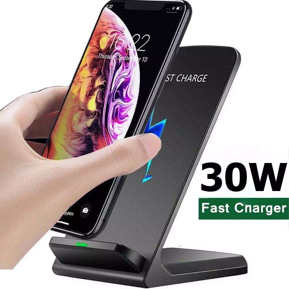 30W Wireless Charger Charging Stand Dock For Samsung iPhone Android Cell Phone