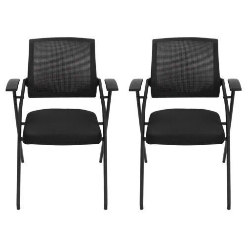 2x Mesh Net Back Support Ergonomic Meeting and Reception Chair Without Casters