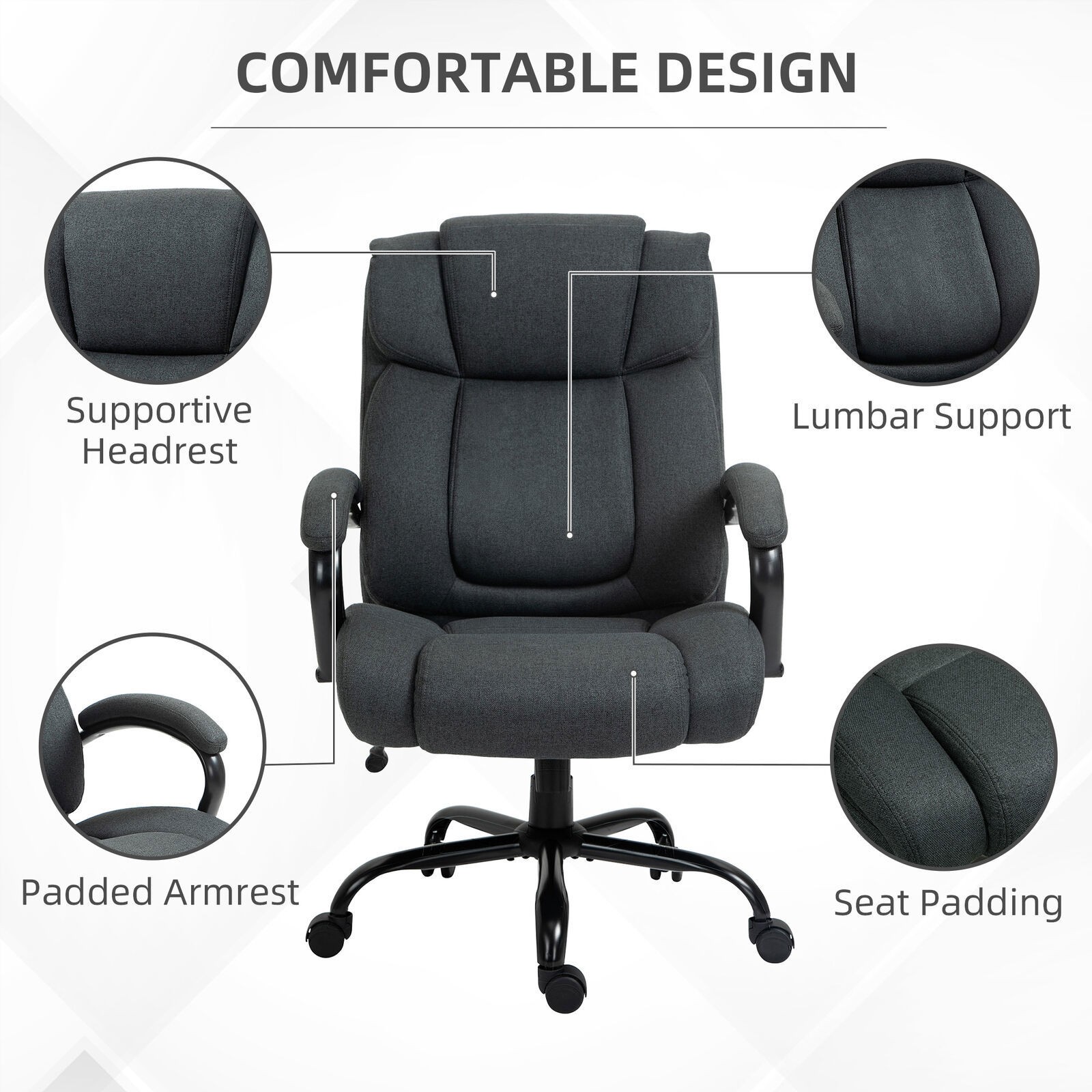 High Back Computer Office Chair Task Ergonomic Reclining Armchair 485lb Capacity