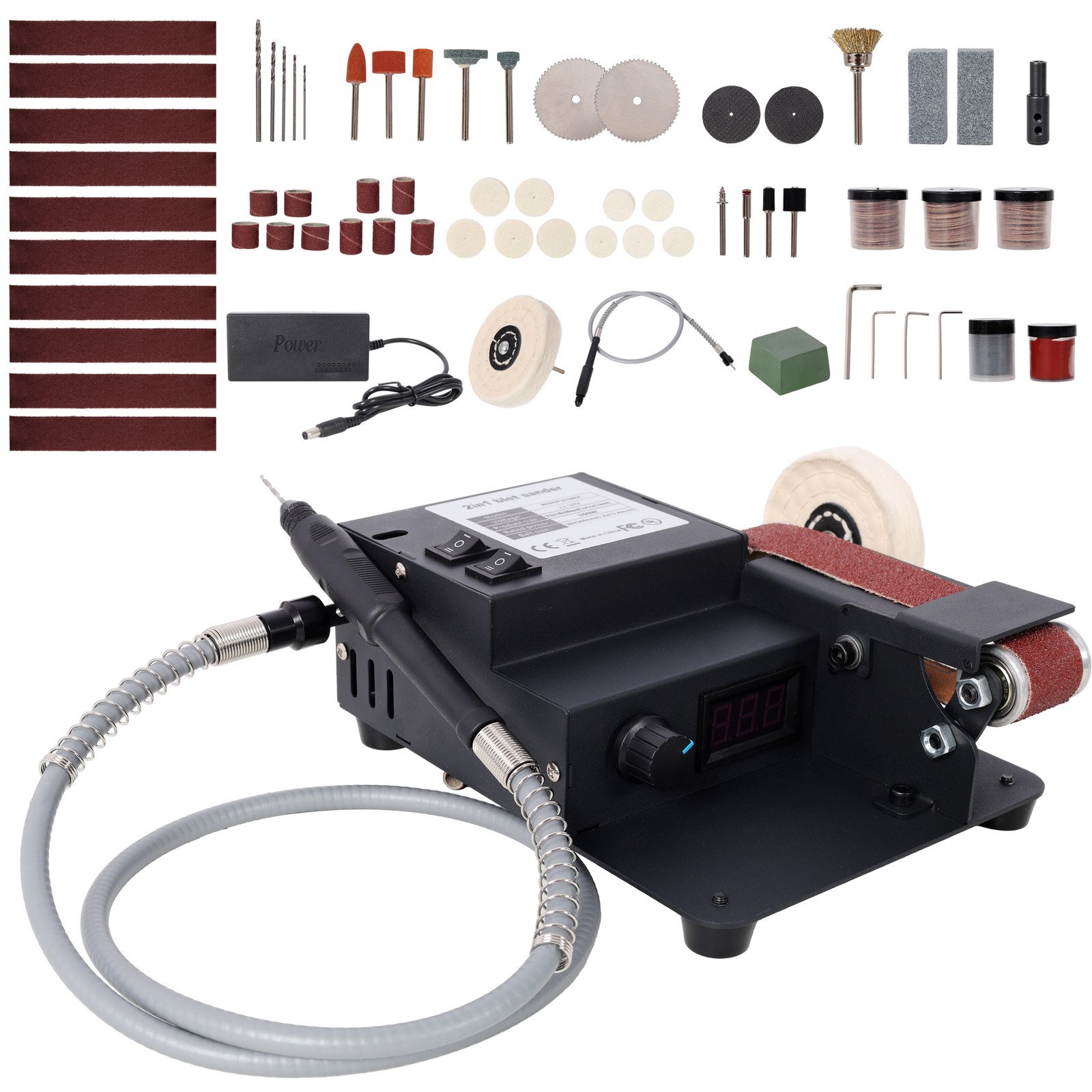 2-in-1 Belt Sander,350W Dual Motor Rotary Tool Sand Belt,Mini Electric Belt