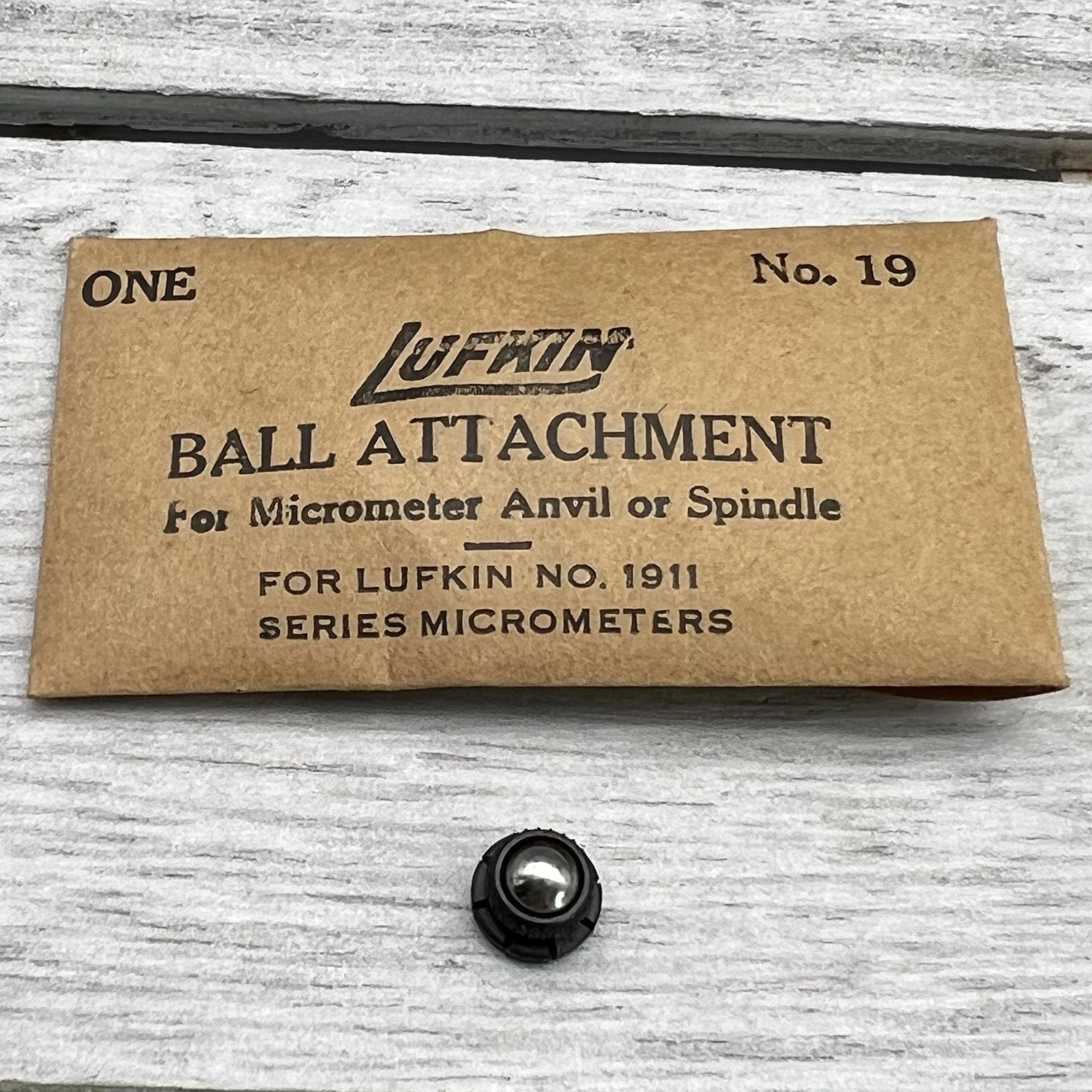 NOS LUFKIN #19 BALL ATTACHMENT for MICROMETER No. 1911 SERIES Anvil or Spindle