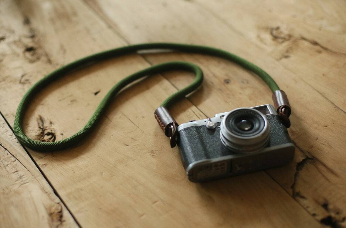 Army green climbing rope 10mm handmade camera strap