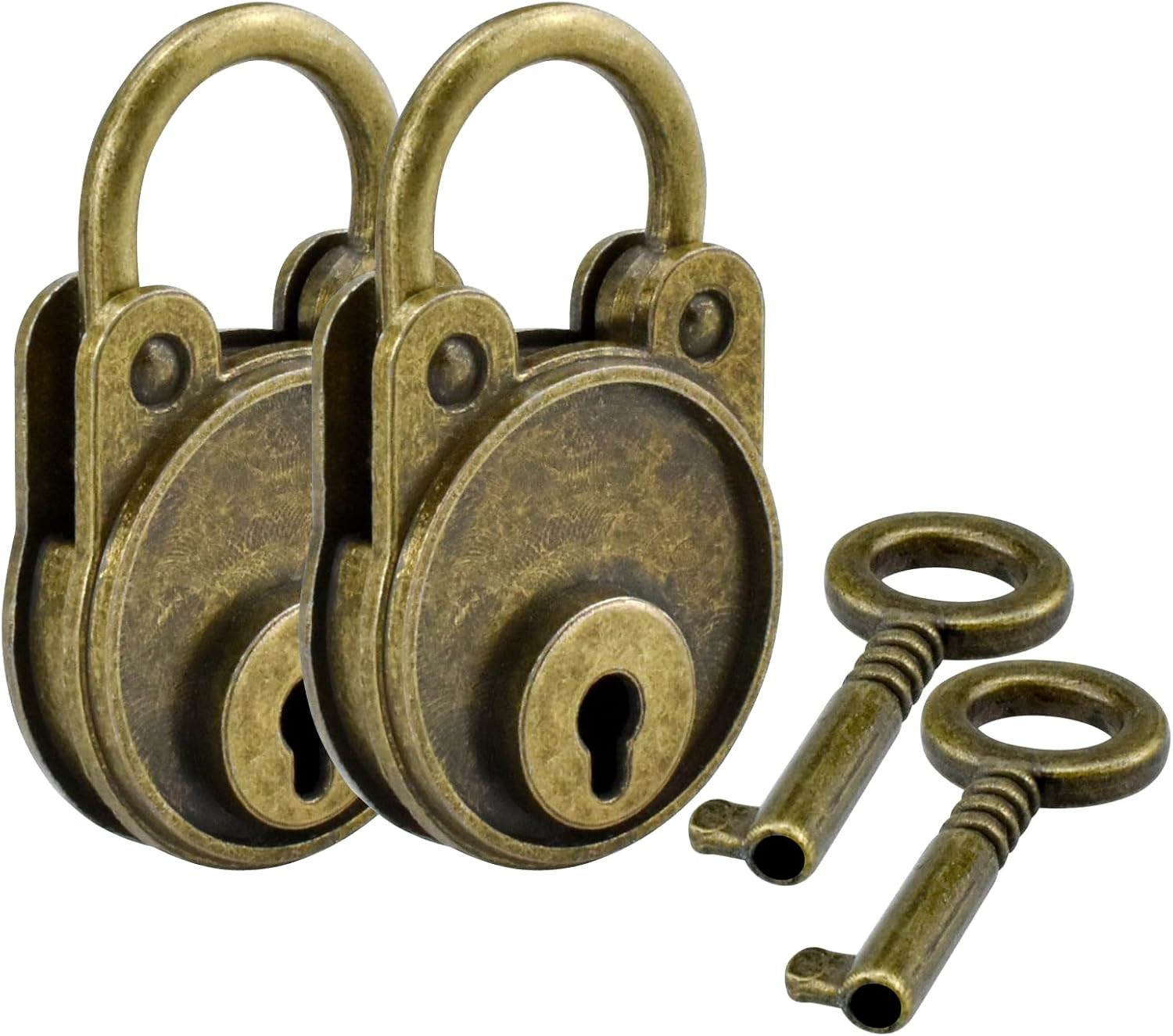 Mini Padlock 2 Pack Antique Vintage Bronze Bear Lock Keys Jewelry Box Diary Book