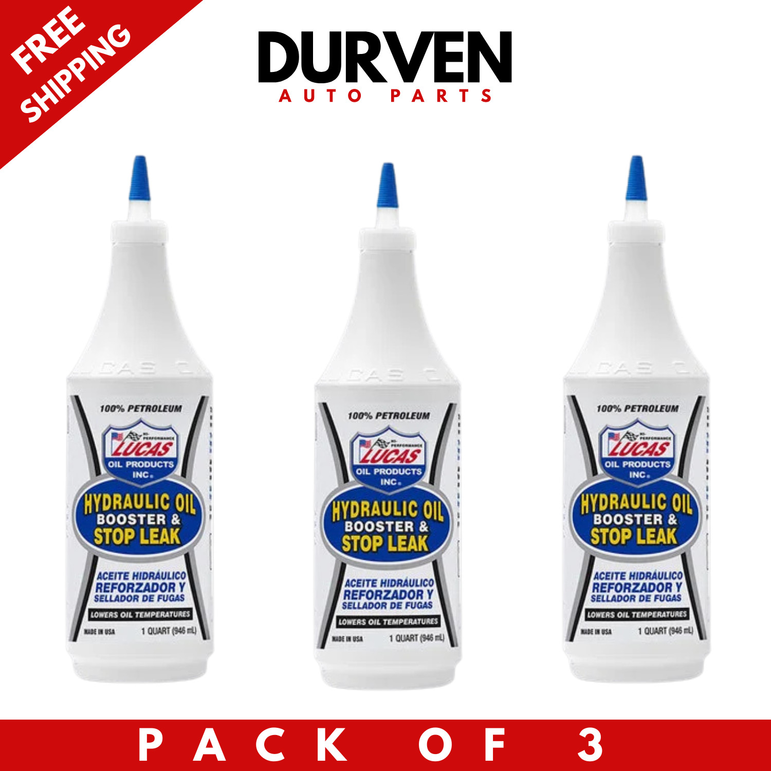 Lucas Oil 10019 Hydraulic Oil Booster Stop Leak Treatment 1qt 3-Pack 3qt Total