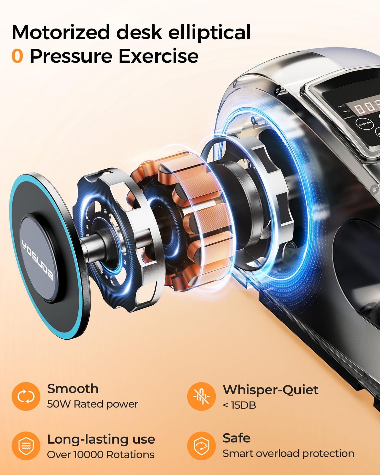 YOSUDA Quiet Under Desk Elliptical Exercise Machine, Elliptical Machine For Home