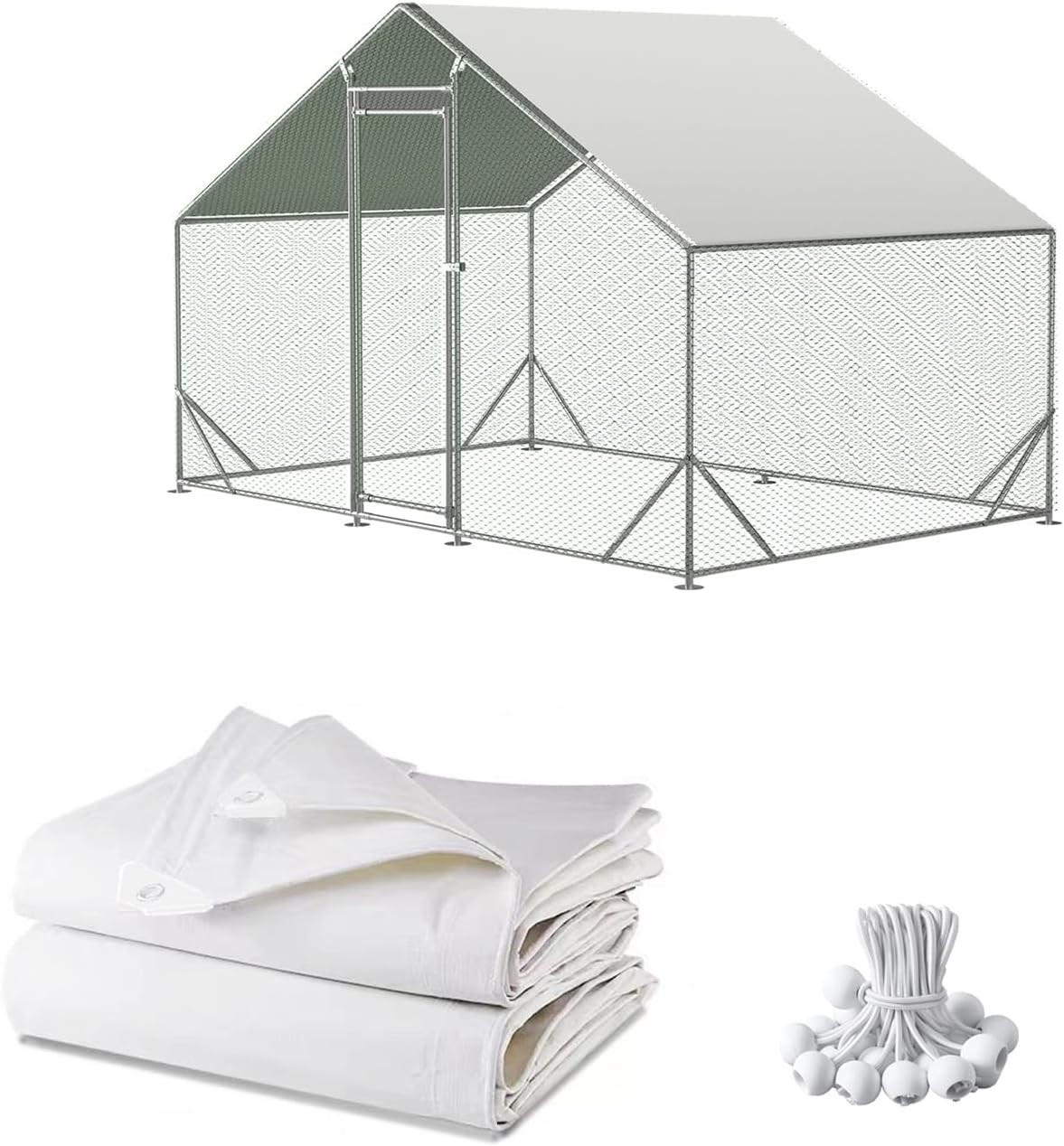 Chicken Coop Cover Waterproof and UV, 11.3 * 6.3 FT Chicken Run Cover for Winter
