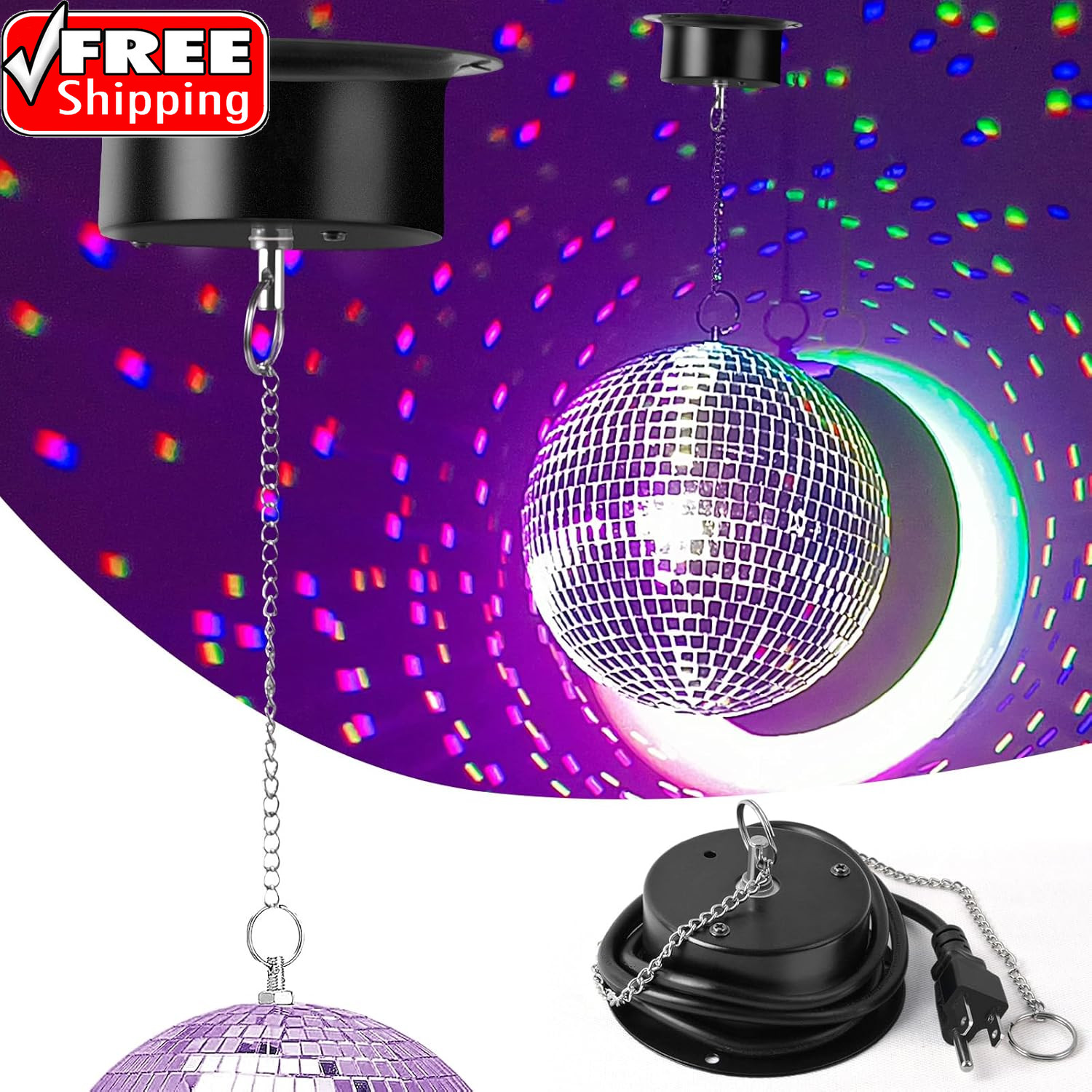 Disco Ball Motor 3 RPM,  Heavy Duty Slow Mirror Ball Motor Plug in for 4''- 16''