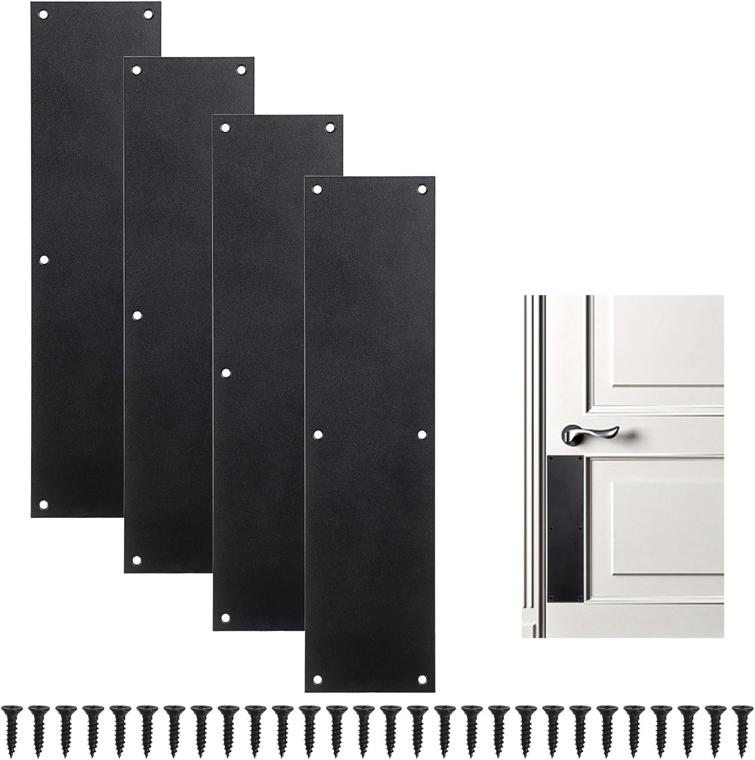 Door Kick Plate 4 Pcs 15''x3.5'' Stainless Steel Door Plate with Screws Sturd...