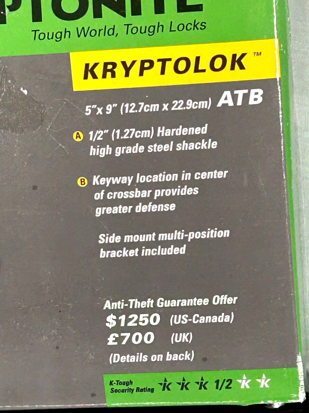 Bike Lock / U Lock - Kryptolok 5" X 9" - ATB