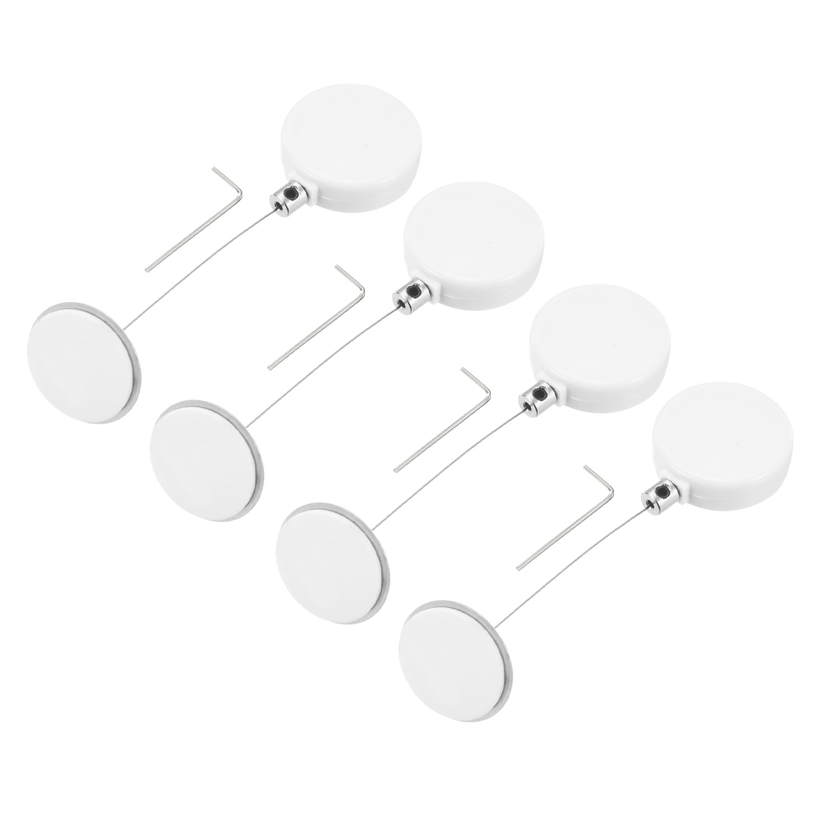 1.8ft Retractable Cable Security Lock with Round Patch Wrench, White, 4 Pack