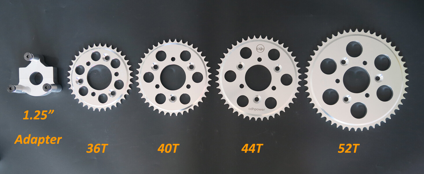 CDH Rear Hub Adapter 1.25" and CNC Sprocket for SPOKE WHEEL - GAS Motorized BIKE