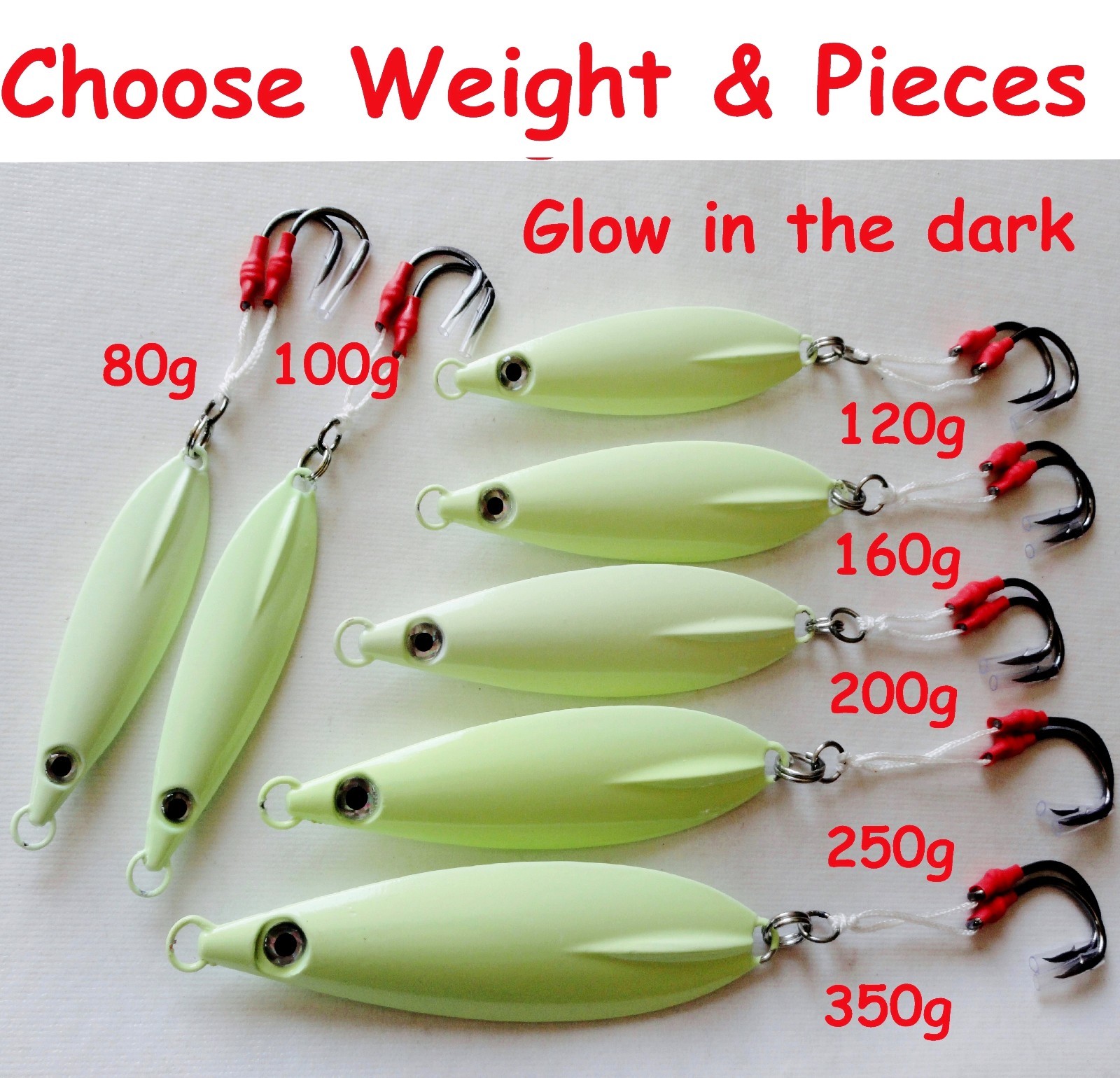 1-10 Fast Fall Vertical Keel Flat jigs Glow 80g 100g 120g 160g 200g 250g 350g