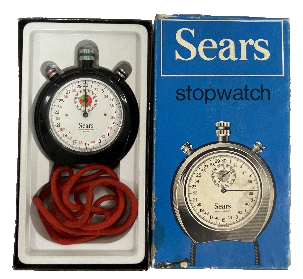 Vintage Sears Swiss Stopwatch Style 19927 Black Mechanical Pocket Watch PARTS
