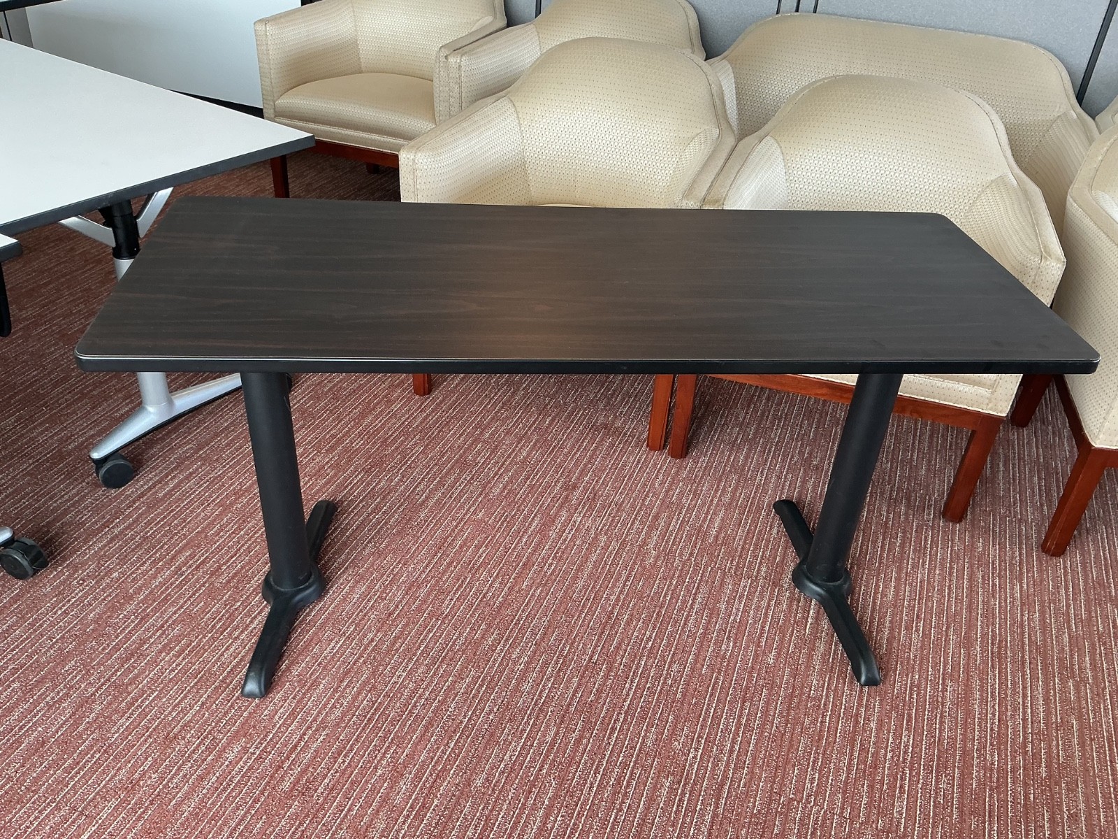 60" x 24" Training / Classroom Table in Dark Walnut Laminate Finish w/Black Legs