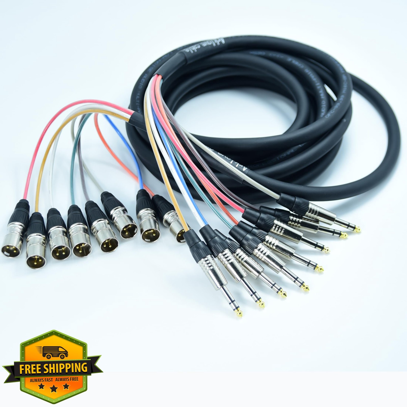 Arklove TRS Snake Cables 1/4" to XLR Male 8 Channel 30ft Studio Stage