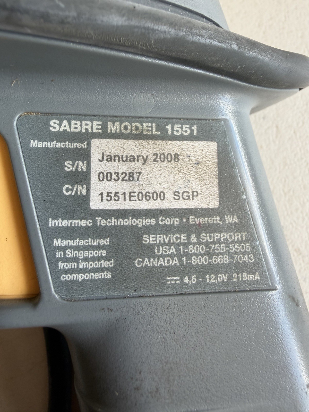 Intermec Technologies Handscanner 1551E0600 Barcode Scanner Sgp Sabre Model 1551