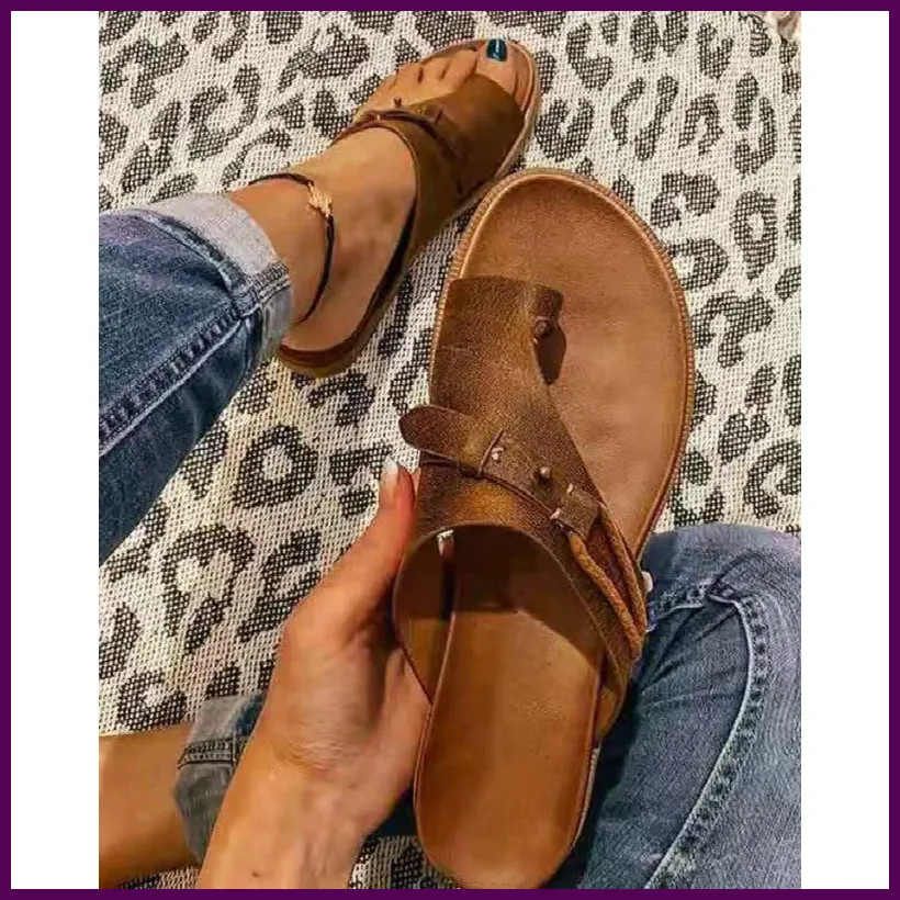2025 Sandals for Women Orthopedic Bunion Corrector Slippers Leather Ring Toe...