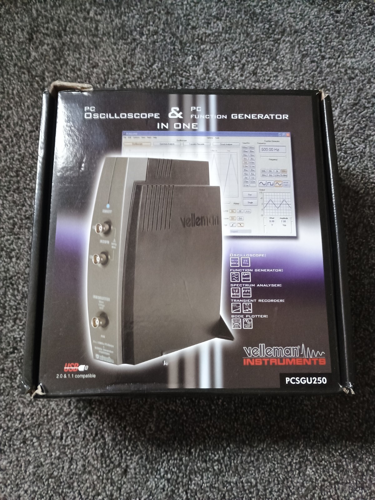 VELLEMAN PC Oscilloscope USB PC Function Generator in One Plotter PCSGU250
