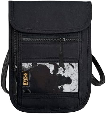 RFID Blocking Travel Neck Wallet Pouch and Passport Holder, Travel Neck Pouch Pa