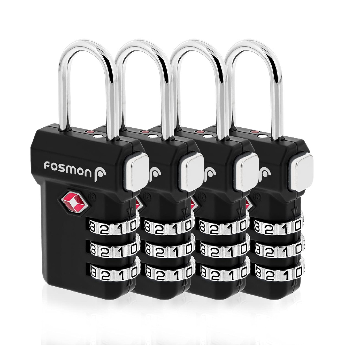 Fosmon Tsa Accepted Luggage Locks 4 Pack Open Alert Indicator 3 Digit