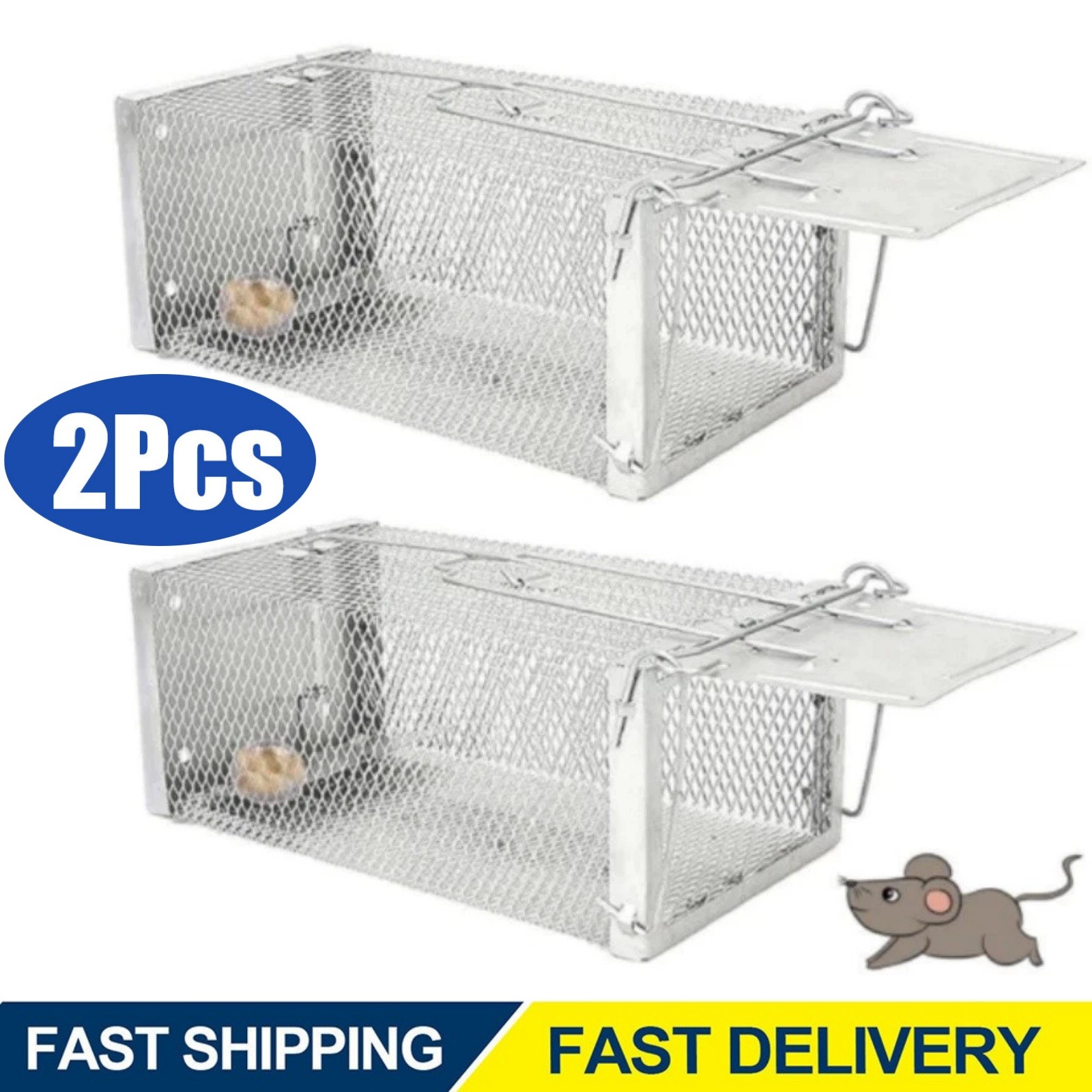 2X Mouse Trap Rat Trap Rodent Trap Live Catch Cage Easy to Set Up and Reuse US