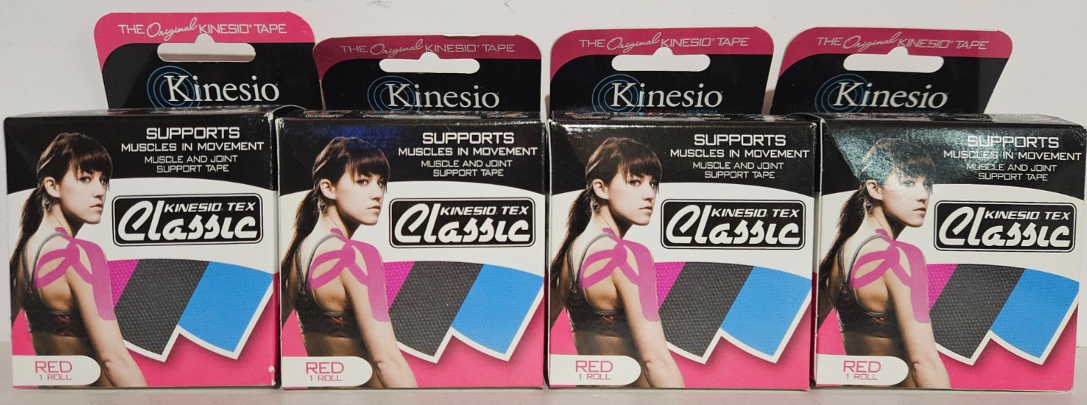 KINESIO TEX Classic RED 2” x 13.1'  5CM x 4M KINESIOLOGY TAPE (4) ROLLS! Sport