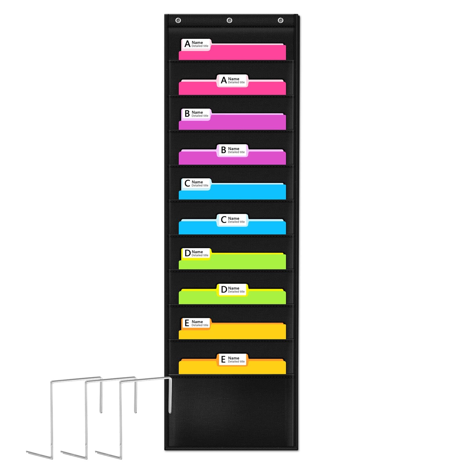 Godery Premium Hanging File Folder Organizer, 10 Pockets, & 3 Hangers Cascadi...