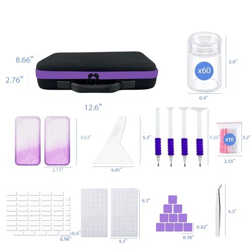 Diamond Art Storage Containers with Dot Drill Tools, 60 Slots Bead Organizer