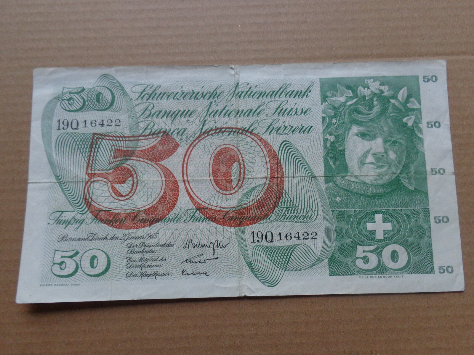 Switzerland banknote 50 franken 1965 signature 40 combined shipping up to 10 (c)