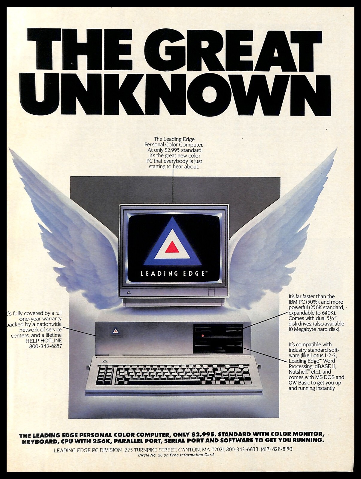 1984 The Leading Edge Personal Color Computer PRINT AD Retro PC Electronics