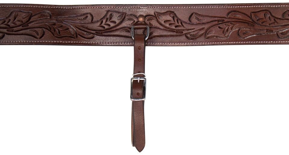 Floral Tooling Geniune Dark Brown Leather For Western Saddle Cinch Girth
