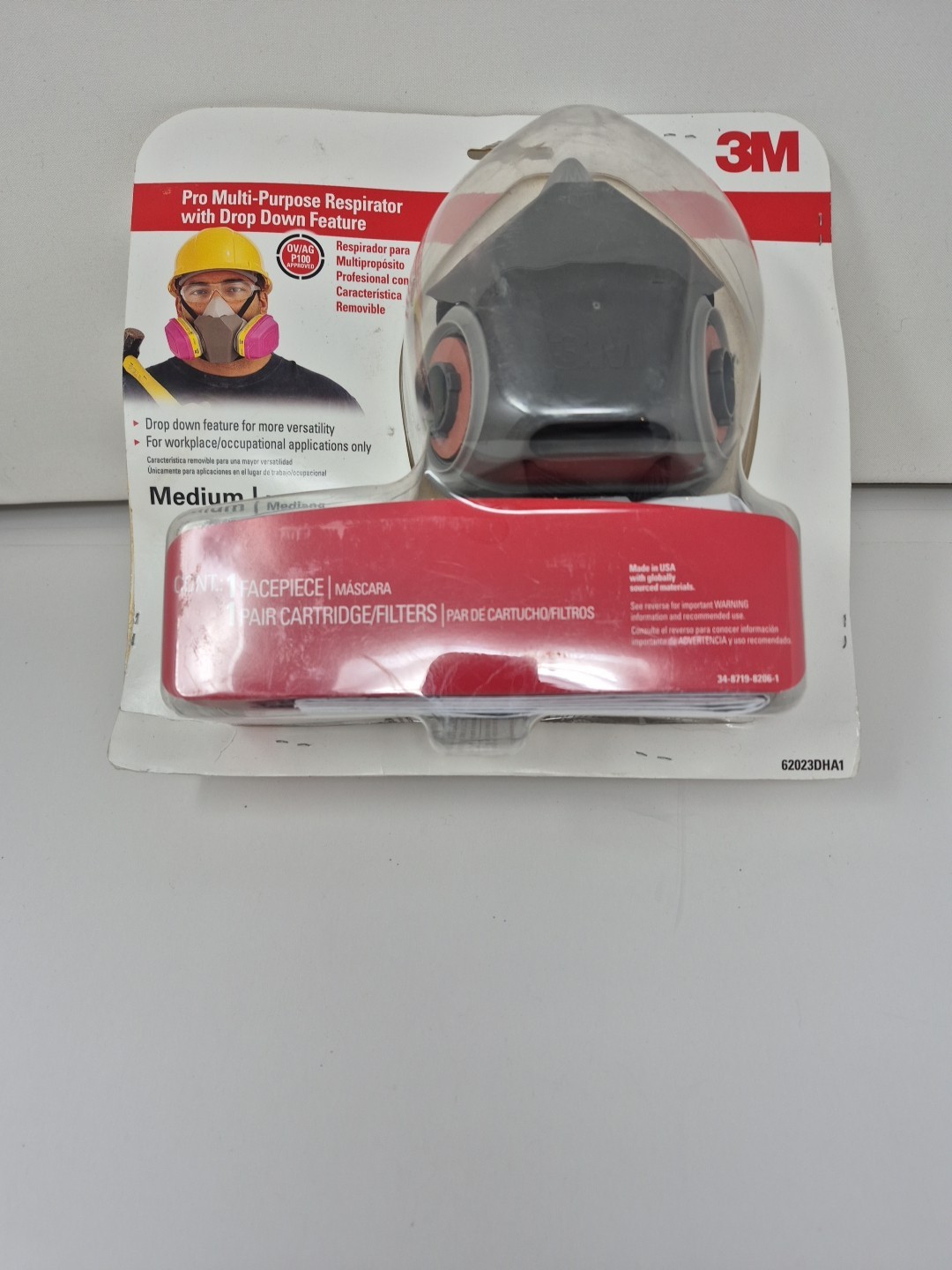 3M Medium Respirator Drop Down Half Face 62023DHA1 Use before 01-2026