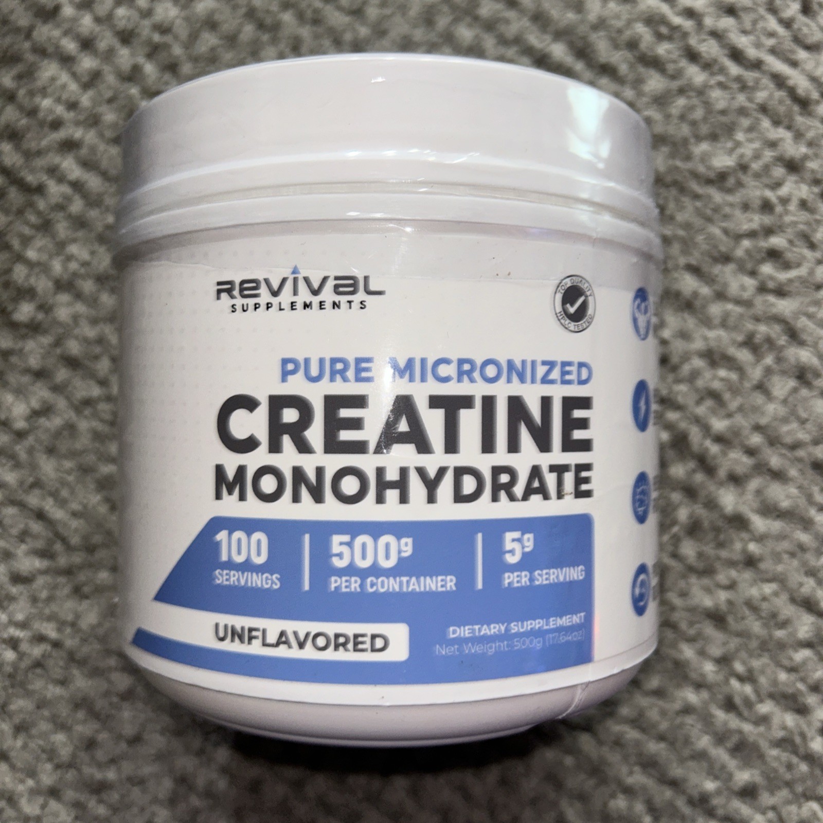 Revival Supplements Micronized Creatine Monohydrate Unflavored Powder 500g