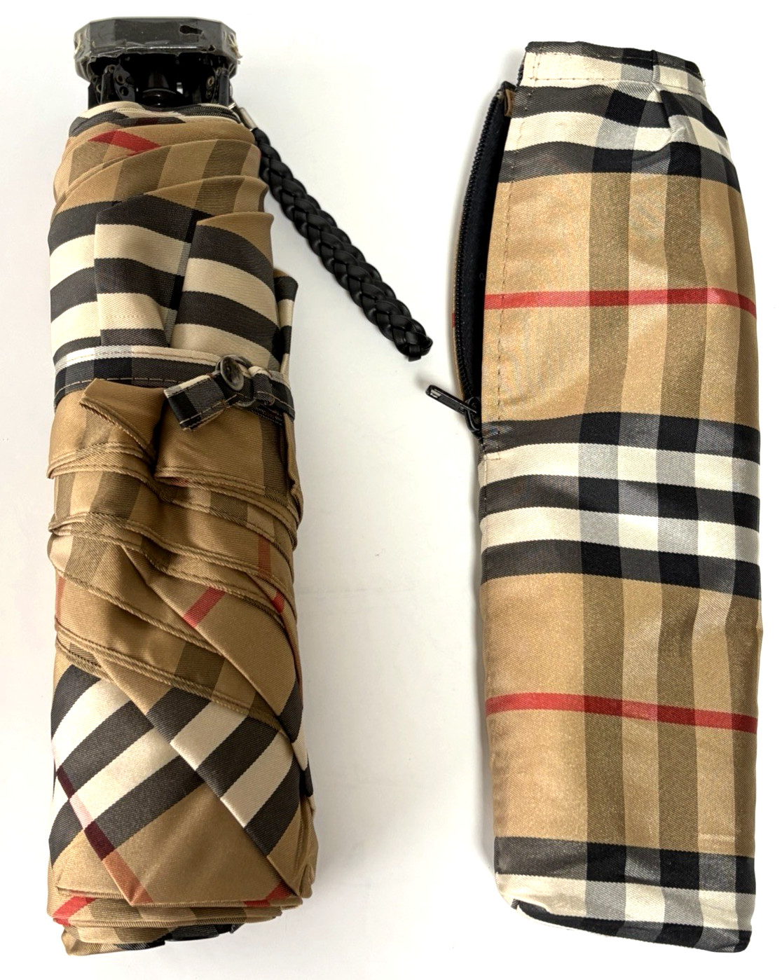 Burberry Umbrella Nova Check Plaid Classic Unisex Folding RARE In good condition