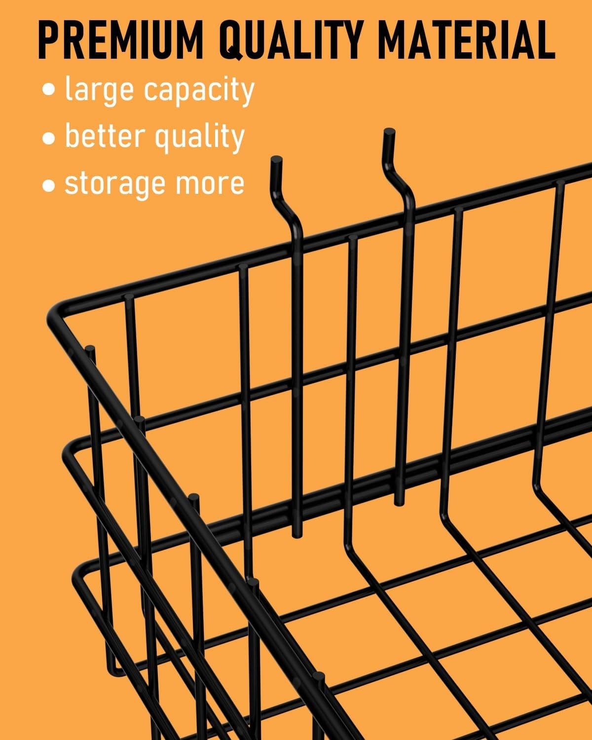 4 Pack Heavy Duty Metal Pegboard Baskets - Adjustable & Rust Resistant