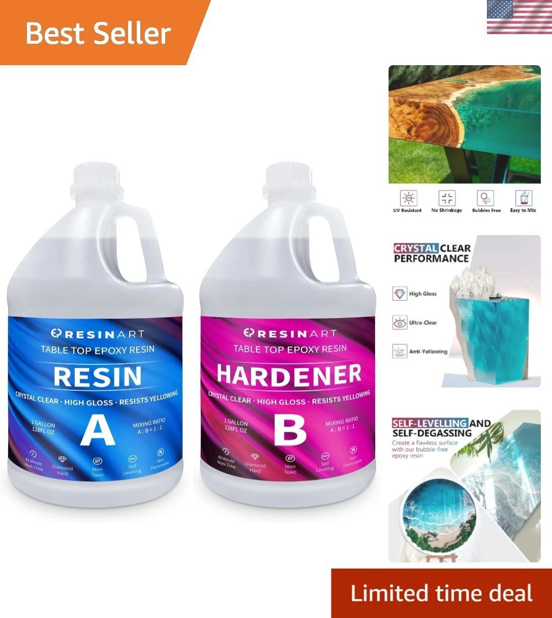 High Gloss Epoxy Resin – Versatile 2 Gallon Craft Kit for Professional Artists