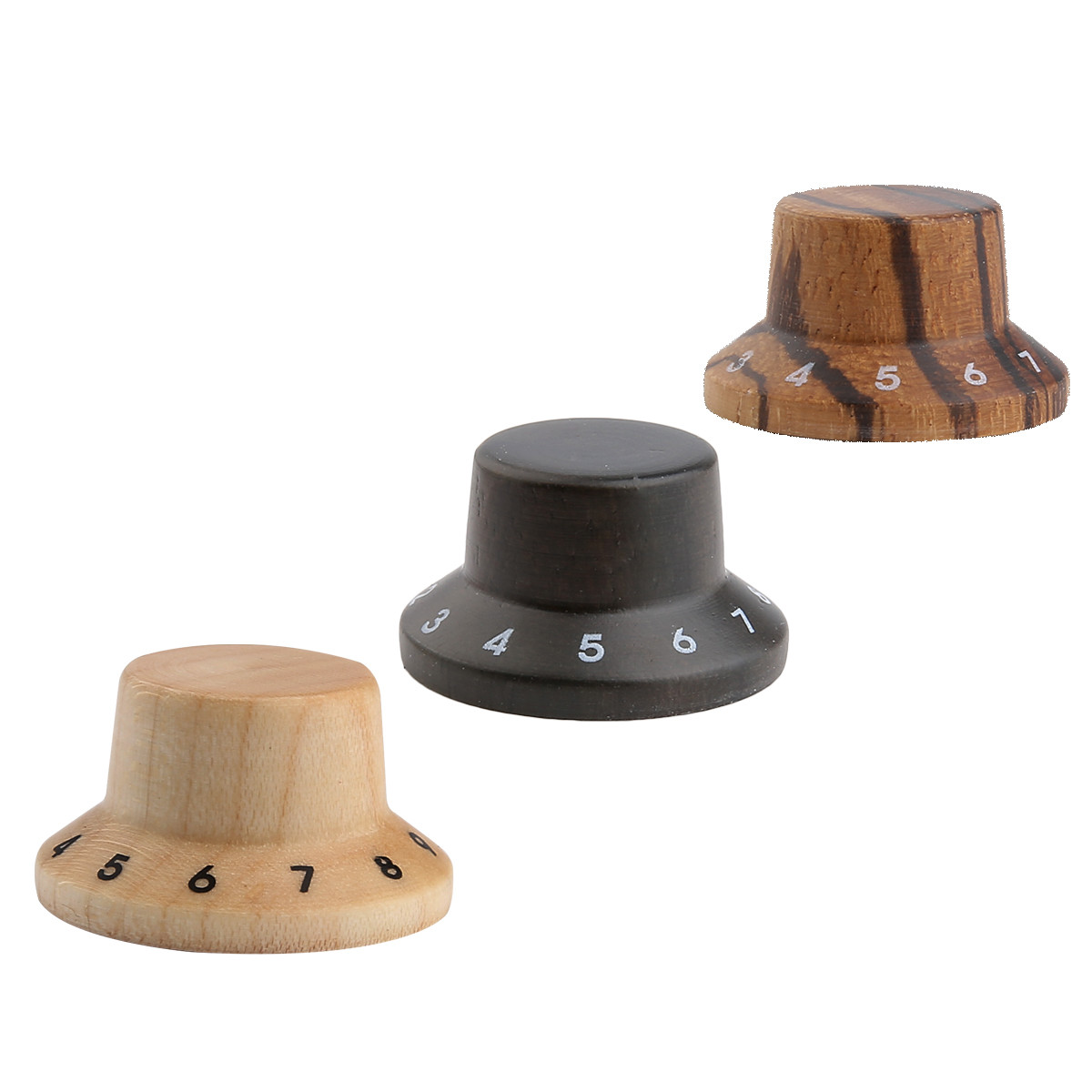 4pcs Zebra Wooden Knobs ST LP Style Bell Knobs Guitar Bass Top Hat Knob 1-10